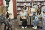 Behind the scenes of Plano Public Library's Teen Street Team making a social media post.