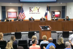 Screencap of the Katy ISD school board meeting in 2024 that passed book restrictions.