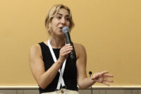 Eva Shapiro, associate director of early literacy programs and services for New York Public Library, speaks at the American Library Association's 2025 Annual Conference and Exhibition in Philadelphia on June 28.