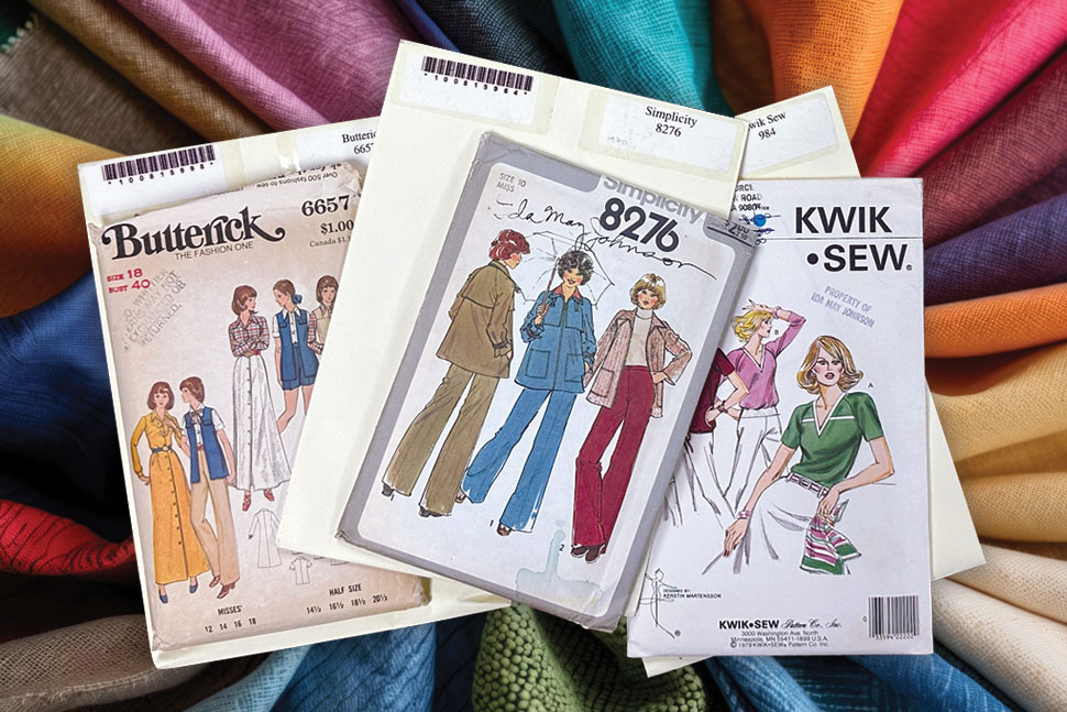 Vintage sewing and knitting patterns owned by the library at Arizona State University’s California Center Library in Los Angeles