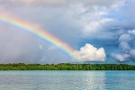Lake with rainbow