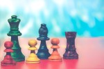 multi-colored chess pieces