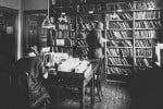 Historic photo of researchers at Norway's national library
