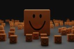 Cardboard boxes with smiley faces