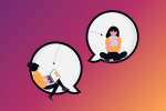 Individuals in bubbles working on computers