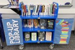Pop-up library cart at Lansing Community College