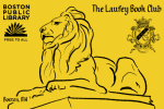 Boston Public Library's Laufey Book Club card, depicting the library's lion sculpture