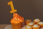 Cupcake with a one-year candle