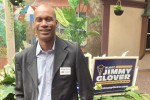 Jimmy Glover with a campaign sign