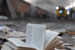 Book amidst ruins in Kyiv