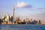 Toronto skyline including the CN Tower across Lake Ontario