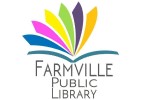 Farmville Public Library's former logo, featuring a book with pages in jewel-tone colors.