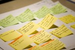 Post-it notes used for planning organization